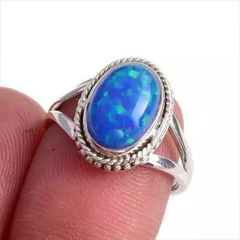 Кольцо из чистого серебра 925 пробы с натуральным эфиопским опалом ручной работы S.7 r5K87