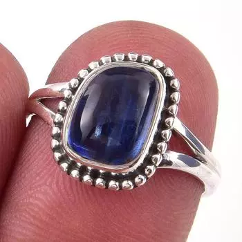 Кольцо из чистого серебра 925 пробы с натуральным кианитом, размер 7 F2h10