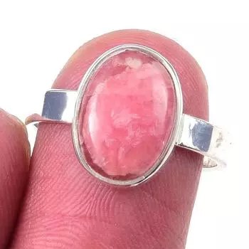 Кольцо из чистого серебра 925 пробы с натуральным родохрозитом ручной работы S.7 n0E36