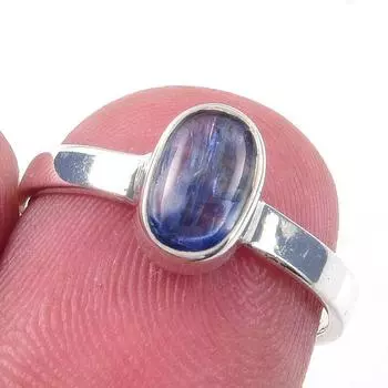 Кольцо из чистого серебра 925 пробы с натуральным кианитом, размер 6, M4r29