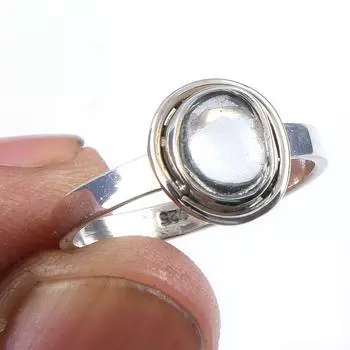 Кольцо из чистого серебра 925 пробы с натуральным аквамарином ручной работы, размер 7 q6b23