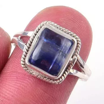 Кольцо из чистого серебра 925 пробы с натуральным кианитом, размер 6,5 C5r95