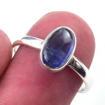 Кольцо из чистого серебра 925 пробы с натуральным кианитом, размер 7 c9Y95