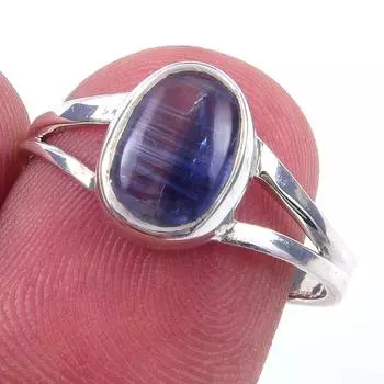 Кольцо из чистого серебра 925 пробы с натуральным кианитом, размер 7 l7Z02