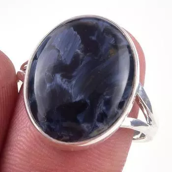 Кольцо из чистого серебра 925 пробы с натуральным камнем Питерсит, размер 9 J7Z84