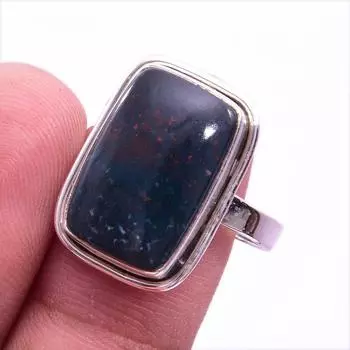 Кольцо из чистого серебра 925 пробы с натуральным драгоценным камнем-кровавым камнем, размер 10 i9k54