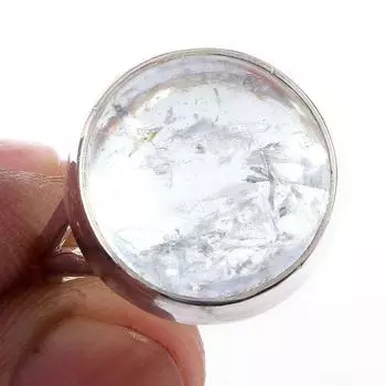 Кольцо из чистого серебра 925 пробы с натуральным аквамарином, размер 7 F8N67