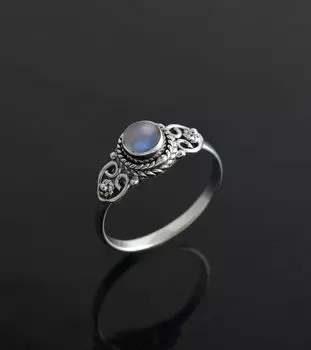 Кольцо из чистого серебра 925 пробы, кольцо с драгоценным камнем лабрадорит, богемное кольцо, эффектное кольцо, подарок для нее 6