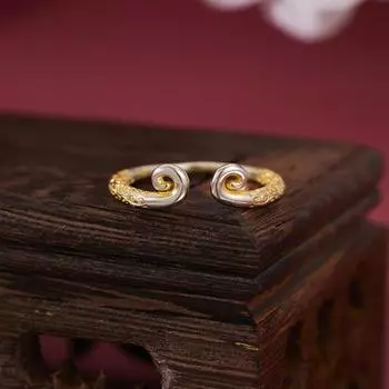 Кольцо из чистого серебра 990 пробы, женское украшение, простое кольцо с заклинанием, кольцо с изображением брата-обезьяны, открывающее благоприятное облако opening adjustable золотой