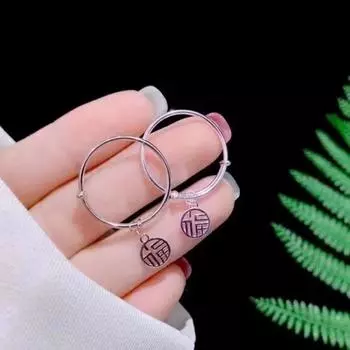 Кольцо из чистого серебра 999 пробы, модное, регулируемое, с фиксатором, кольцо для женской сумки Normcore, кольцо с картой благословения Opening is adjustable