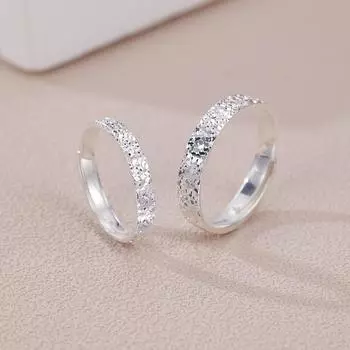 Кольцо из чистого серебра 999 пробы с колотым льдом, женское модное легкое роскошное кольцо с рисунком молотка, вспышка, парное кольцо, улучшенное чувство, регулируемое Opening adjustable