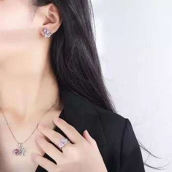 Кольцо из циркония с микро-инкрустацией алмазным порошком 2024 года, новые модные женские серьги-гвоздики, подвеска, мода