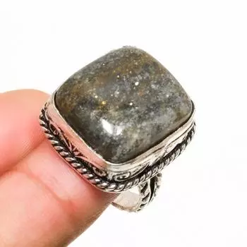 Кольцо из драгоценного камня лодолит кварц ручной работы с серебряным покрытием 925 пробы, размер 6,5