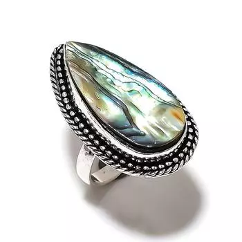 Кольцо из драгоценного камня в виде ракушки абалон, ручная работа, стерлинговое серебро 925 пробы, размер 8 r9Y96
