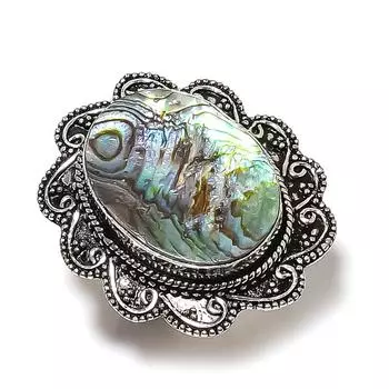 Кольцо из драгоценного камня в виде ракушки абалон, ручная работа, стерлинговое серебро 925 пробы, размер 7,5 S1n92