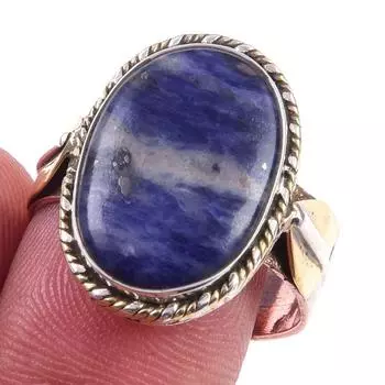 Кольцо из двухцветного серебра 925 пробы с натуральным кровавым камнем S.7 L7t97