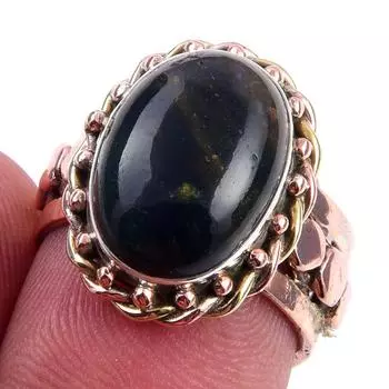 Кольцо из двухцветного серебра 925 пробы с натуральным кровавым камнем S.6 P8y87