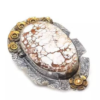 Кольцо из двухцветного серебра 925 пробы с натуральным диким конем, размер 6,5 j0P75