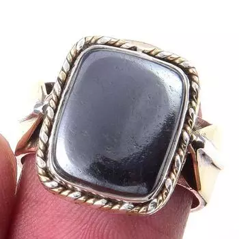 Кольцо из двухцветного серебра 925 пробы с натуральными драгоценными камнями из бронзы, размер 6 U2J91