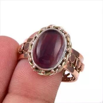 Кольцо из двухцветного серебра 925 пробы с натуральным флюоритом, размер 10 W4M02