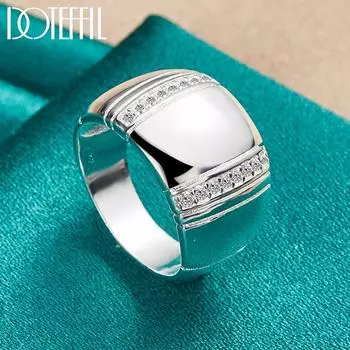 Кольцо из гладкого серебра 925 пробы с цирконием AAA, модные свадебные украшения 7#