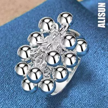 Кольцо из гладкого винограда из стерлингового серебра 925 пробы, модные свадебные украшения 6#