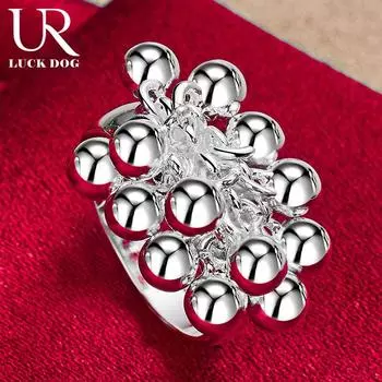 Кольцо из гладкого винограда из стерлингового серебра 925 пробы, модные свадебные украшения 6#