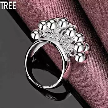 Кольцо из гладкого винограда из стерлингового серебра 925 пробы, изысканное модное свадебное украшение 6#