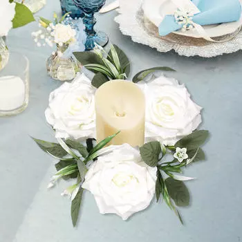 Кольцо из искусственной свечи, украшение для колонны, зеленый венок для белый