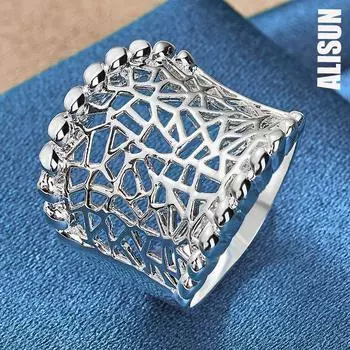 Кольцо из изогнутой сетки из стерлингового серебра 925 пробы, модные свадебные украшения 7#