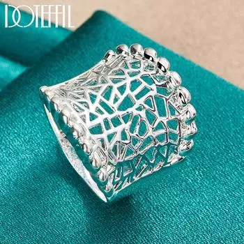 Кольцо из изогнутой сетки из стерлингового серебра 925 пробы, модные свадебные украшения 9#