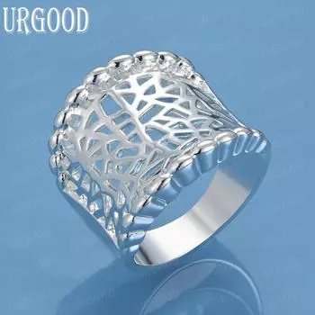 Кольцо из изогнутой сетки из стерлингового серебра 925 пробы, модные свадебные украшения 7#