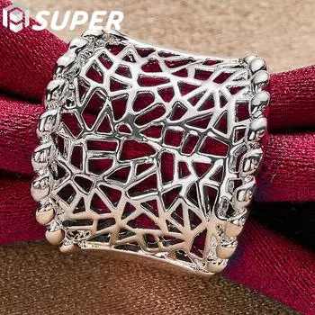 Кольцо из изогнутой сетки из стерлингового серебра 925 пробы, модные свадебные украшения 7#