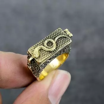 Кольцо из латуни ручной работы в виде змеи, размер 8, c1C94