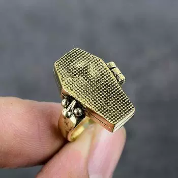 Кольцо из латуни ручной работы в виде гроба, размер 5,5, V2F11