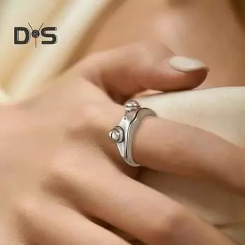 Кольцо из лягушки ручной работы, регулируемое открытое кольцо из полированного сплава, 3D гладкая поверхность, полированная легкая индивидуальная бижутерия на палец серебряный