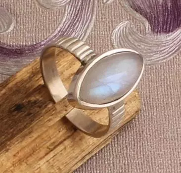 Кольцо из лунного камня из стерлингового серебра 925 пробы, кольцо из цельного камня, эффектный драгоценный камень, кольцо в форме маркизы, свадебное кольцо, подарок на Рождество, прибл. 4,5 г 5