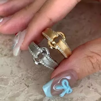 Кольцо из матового металла с цирконием в средневековом стиле, легкое, роскошное, элегантное, в стиле ретро, с высоким чувством стиля