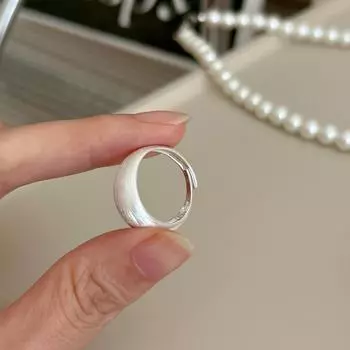 Кольцо из матового серебра 925 пробы с широкими краями, женское, нишевый дизайн, открытое кольцо на указательный палец, холодный ветер, новая модель Opening adjustable