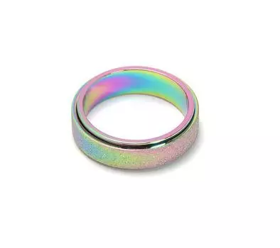 Кольцо из матовой титановой стали Вращающееся декомпрессионное кольцо против тревоги Кольцо Кольцо для пары 5 синий