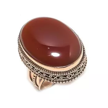 Кольцо из меди с натуральным камнем сердоликом, размер 7, G5t36