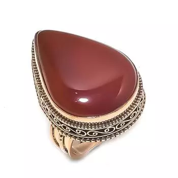 Кольцо из меди с натуральным камнем сердоликом, размер 8 Y1Q45