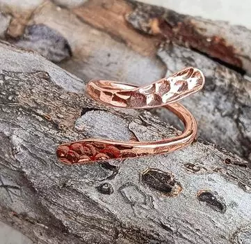 Кольцо из меди в виде спиральной змеи регулируемого размера, модная и праздничная одежда, освященное кольцо из медного металла (Средний размер), Подарок для нее Copp-Pl-R81 M медный