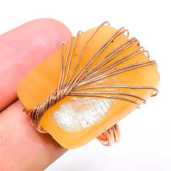 Кольцо из медной проволоки из натурального септического камня ручной работы, размер 8, N7g19