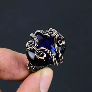 Кольцо из медной проволоки из натуральной раковины морского ушка, тройной опал, драгоценный камень, размер 5 L3Q82