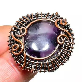 Кольцо из медной проволоки ручной работы с драгоценным камнем Sage Amethyst, размер 6