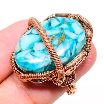 Кольцо из медной проволоки ручной работы из натуральной меди Ларимар, размер 5 z8w73