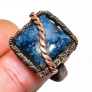 Кольцо из медной проволоки с драгоценными камнями Питерсайт, размер 6,5