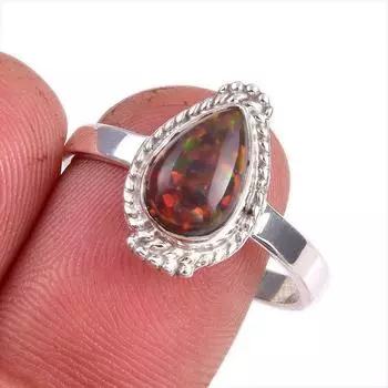 Кольцо из натурального эфиопского опала, драгоценный камень, стерлинговое серебро 925 пробы, S.10 S4Z88
