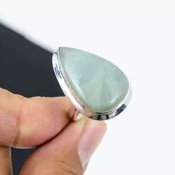 Кольцо из натурального аквамарлина, регулируемое, из стерлингового серебра 925 пробы — подходит для размеров США от 6 до 11 — украшения ручной работы в стиле бохо для женщин и мужчин, праздничные наряды в подарок Adjustable зелёный